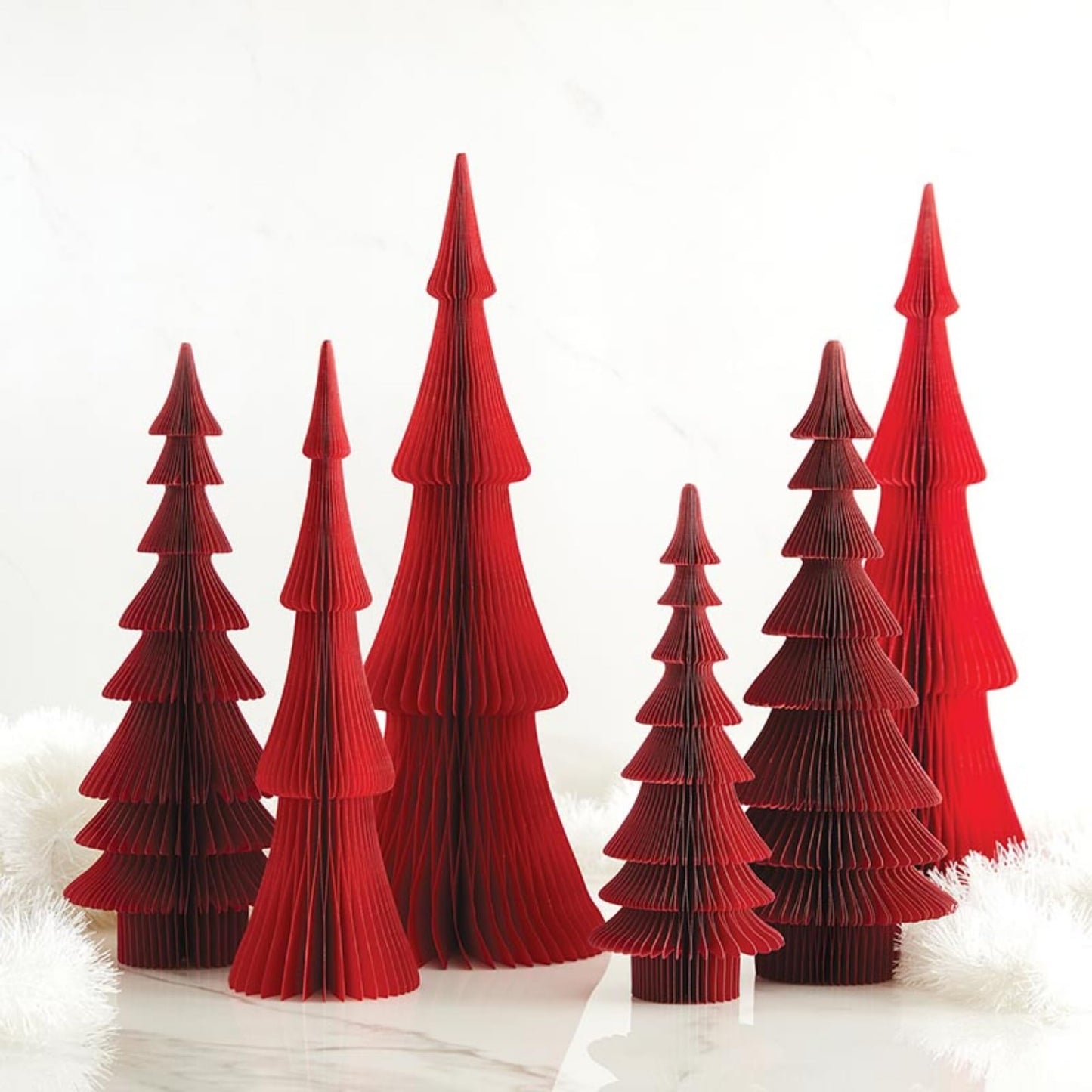 Santa Barbara Design Studio Honeycomb Paper Christmas Trees - 3D Foldable Fir Tree Holiday Centerpiece Red, 18" Tall, Frasier - Red - Medaid International