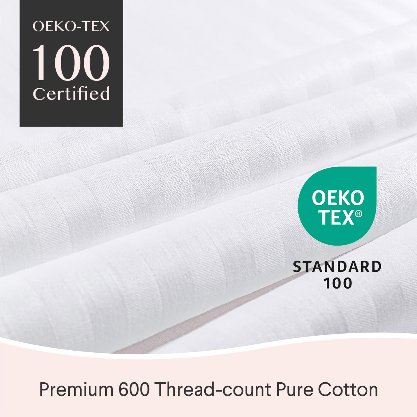 FAUNNA 600TC 100% Cotton Pillow Protectors, Standard Size (20x26), 4 Pack, Oeko-TEX Certified, Hotel Grade Pillow Cover with Silent Zipper, Zip Up Pillow Cases, White - Medaid International