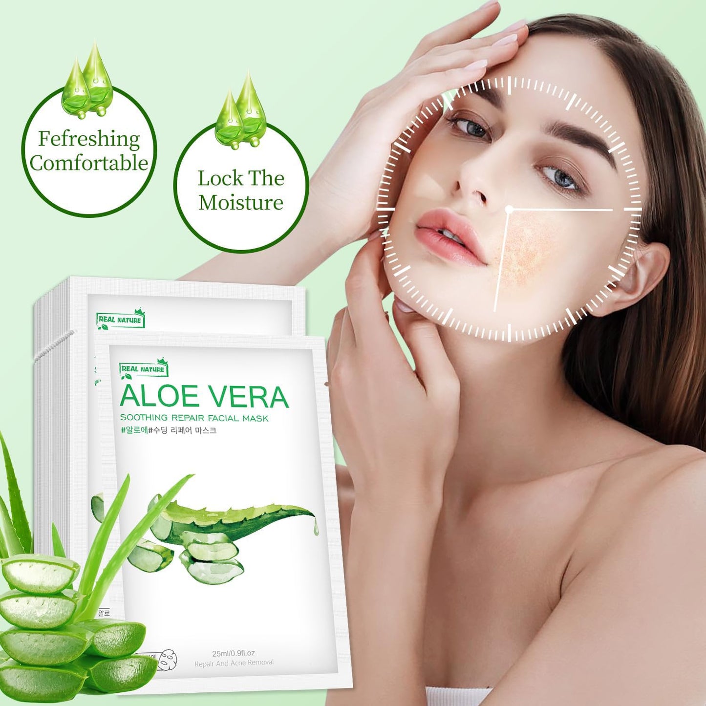 Aloe Vera Face Mask,Hydrating Face Masks Skincare For Dry, Oily,Sensitive Skin,Aloe Facial Skincare Sheet For Moisturizing, Soothing, Calming, Sun Care,Acne, Facial Masks for Women Skin Care 10-Pack - Medaid International