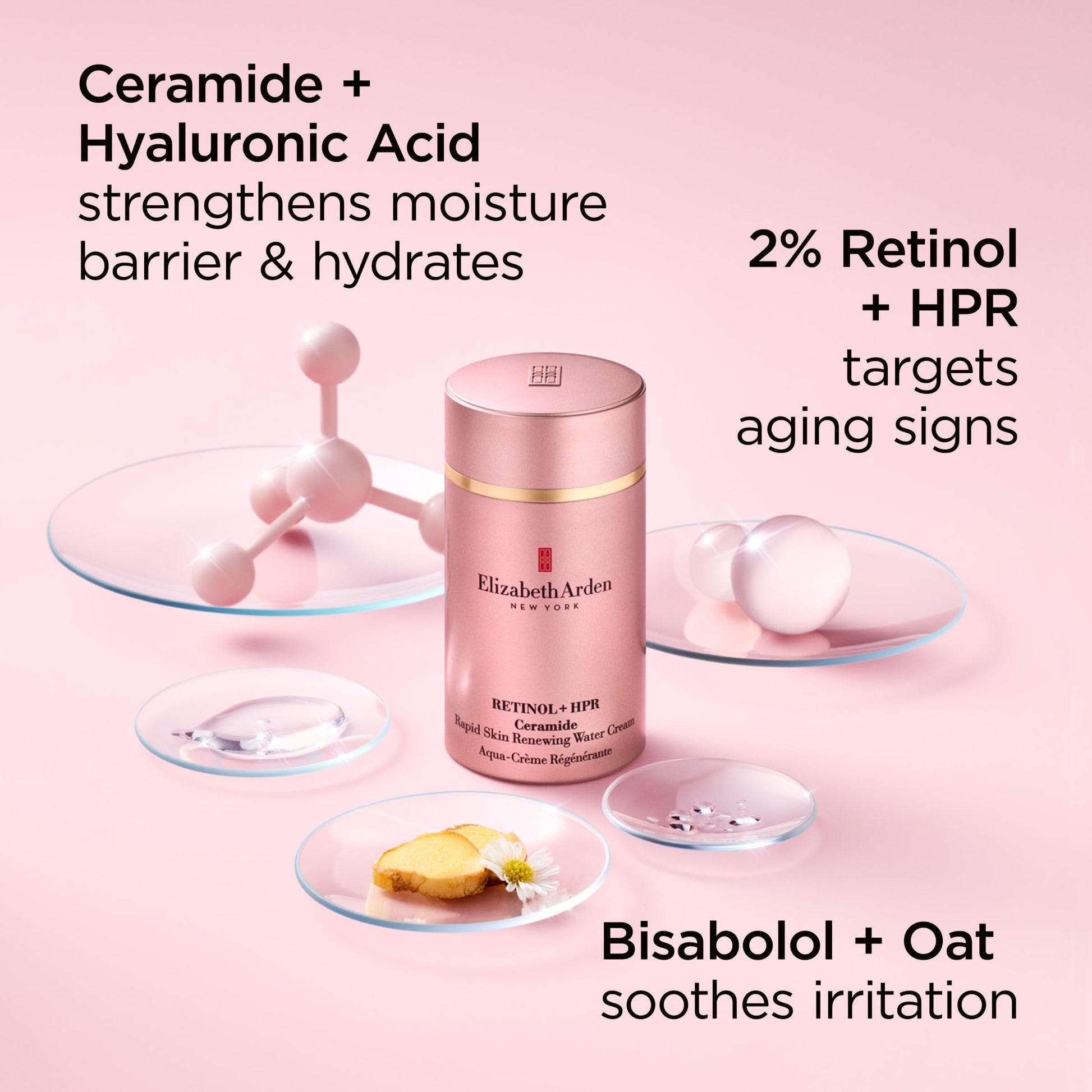 Elizabeth Arden Retinol + HPR Ceramide Rapid Skin Renewing Water Cream Face Moisturizer, Anti-Aging Wrinkle Treatment, Niacinamide, Hyaluronic Acid, Ceramides & Peptides, 1.7 fl oz - Medaid International
