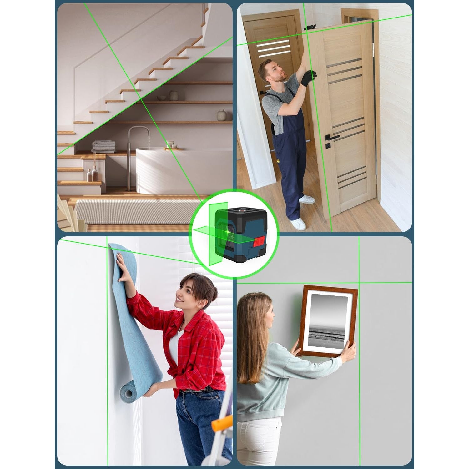 Laser Level, RockSeed Cross Line Laser with Self-Leveling, Vertical and Horizontal Line, Rotatable 360 Degree, Carrying Pouch, Battery Included (Green with27 inch Tripod) - Medaid International