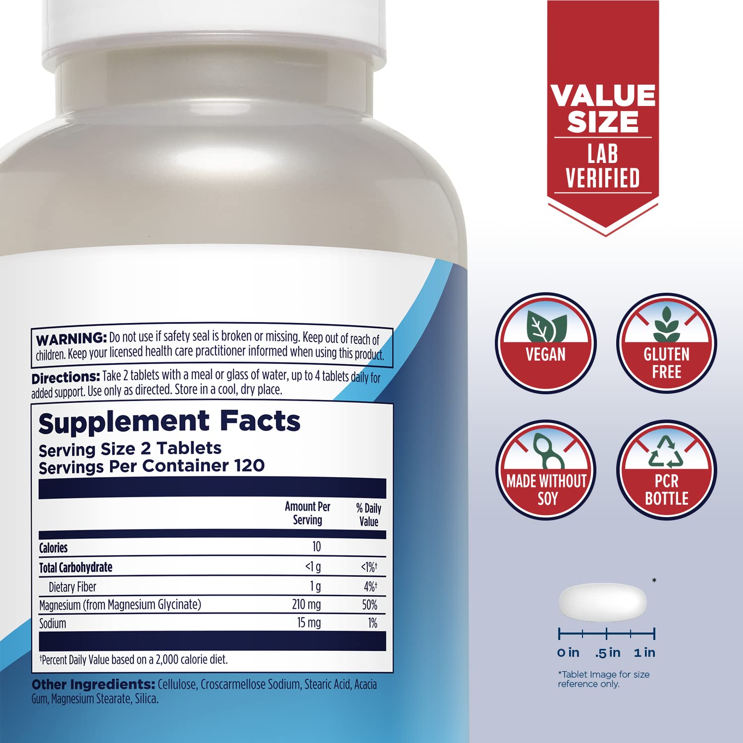 KAL Magnesium Glycinate Tablets, Fully Chelated, High Absorption Formula with Magnesium Bisglycinate Chelate for Nerve, Muscle & Bone Health Support, Vegan, Gluten Free, Value Size, 240 Tablets - Medaid International