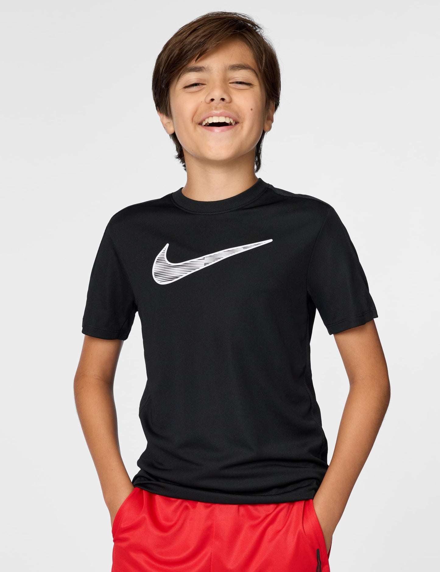 Nike Kid's Trophy23 Dri-Fit Short-Sleeve Top, Black/Black/White, Medium - Medaid International