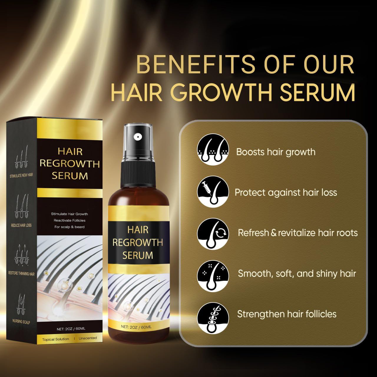 Hair Growth Oil Spray: Hair Regrowth Serum with Rosemary Biotin Ginseng for Hair Loss and Thinning-Thicker Fuller Longer - for Women and Men - Medaid International