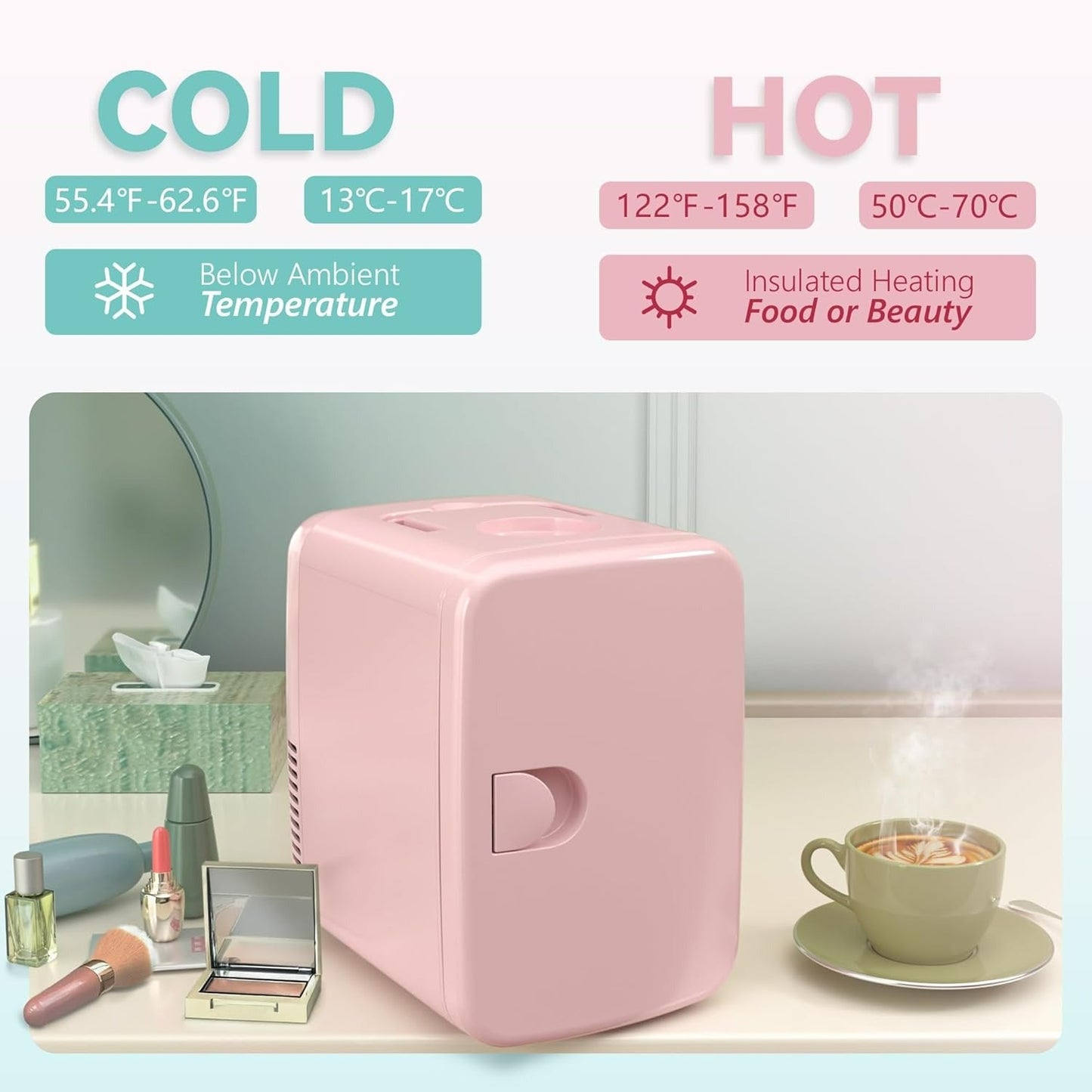 Mini Fridge - Portable Cooler & Warmer for Skincare, Drinks, Food - Medaid International