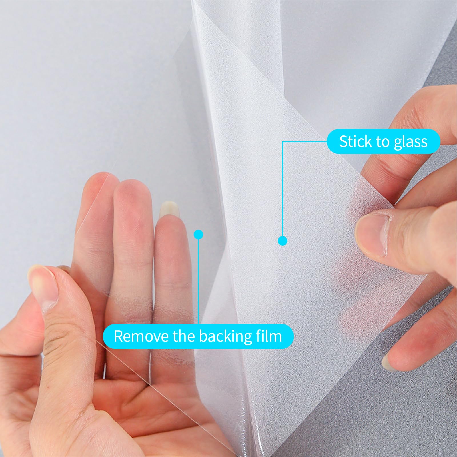 Niviy Etched Privacy Window Film Frosted Glass Static Cling Non Adhesive Window Frost Film for Home Office, 35.4 inch x 78.7 inch - Medaid International