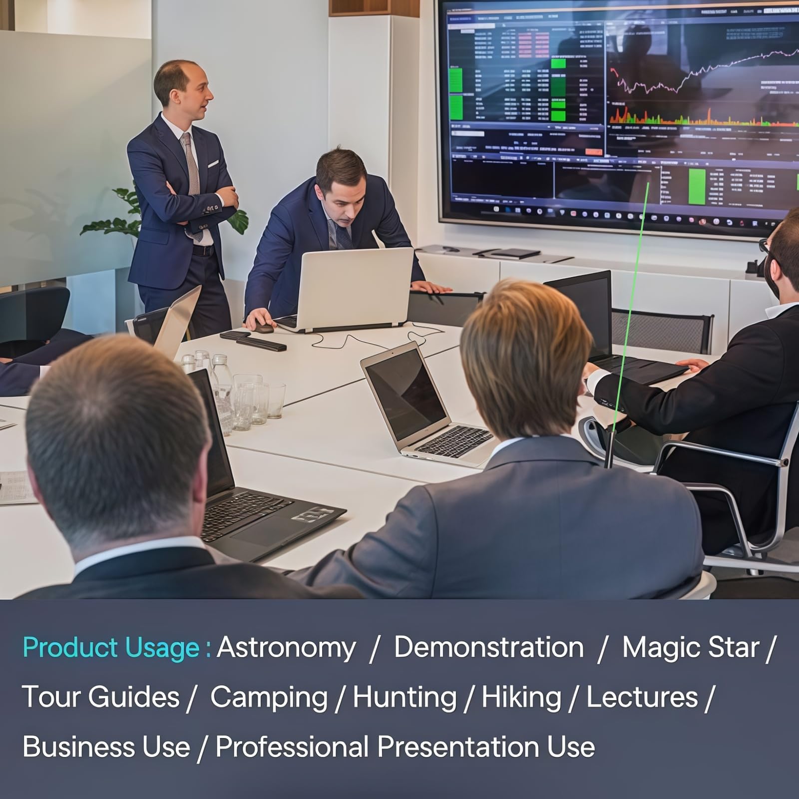 M Monoie Green Laser Pointer 1000ft Long Range, High Visibility Bright Beam, Metal Body Pen, for Teachers, Construction, Realtors, Presentations, Outdoor Use (Grey/Green Light) - Medaid International