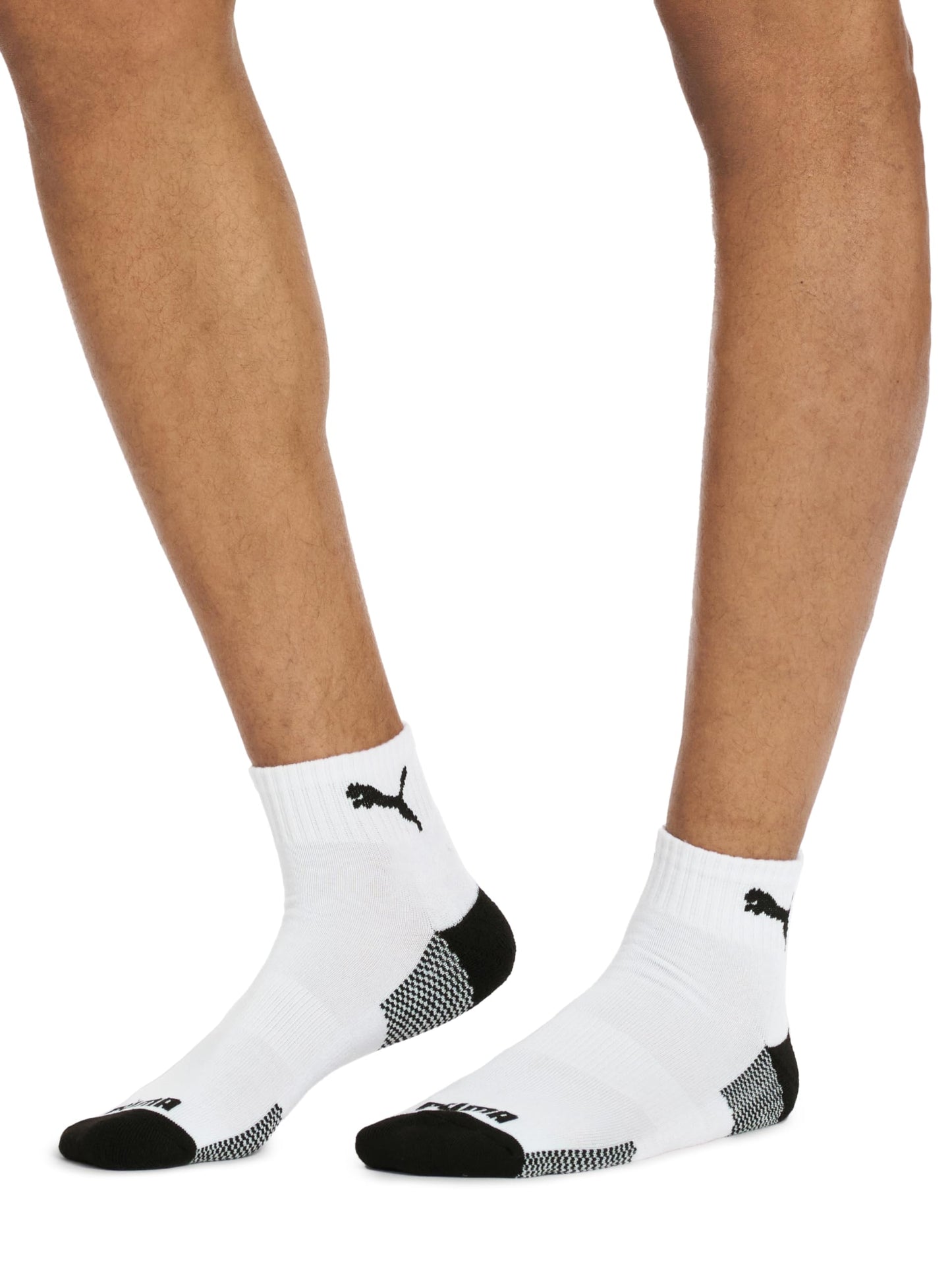 PUMA mens 6 Pack Quarter Crew running socks, White/Black, 10 13 US - Medaid International
