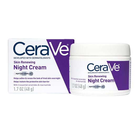 CeraVe Skin Renewing Night Cream, Niacinamide, Peptide Complex, and Hyaluronic Acid Moisturizer for Face, 1.7 Ounce, Packaging may Vary - Medaid International