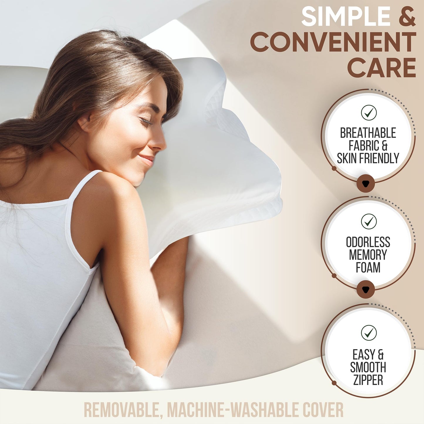 shrink Cervical Pillow for Neck Pain Relief and Shoulder - Contour Memory Foam Pillows - Orthopedic Bed Pillow - Ergonomic Neck Support for Side Back Stomach Sleepers - Medaid International