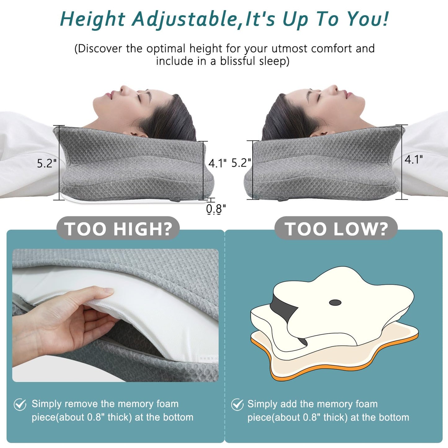 CHxxy Cervical Neck Pillow for Pain Relief Sleeping, Contour Memory Foam Pillows, Ergonomic Side Sleeper Pillows for Adults, Cooling Orthopedic Neck Support Pillow for Back Stomach Sleepers - Medaid International