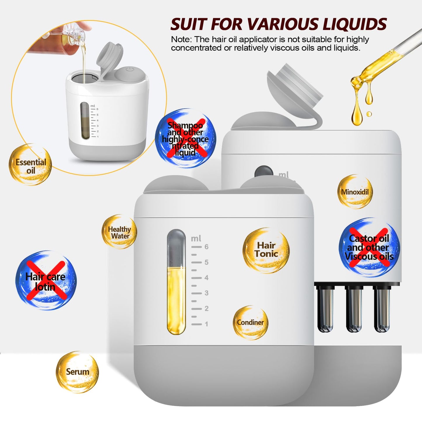 Pawfan Minoxidil Applicator, Hair Oiling Applicator, Root Comb Applicator，Scalp Oil Dispenser, 2-in-1 Hair Growth Oil Applicator and Scalp Massager for Hair Treatment and Growth - Medaid International