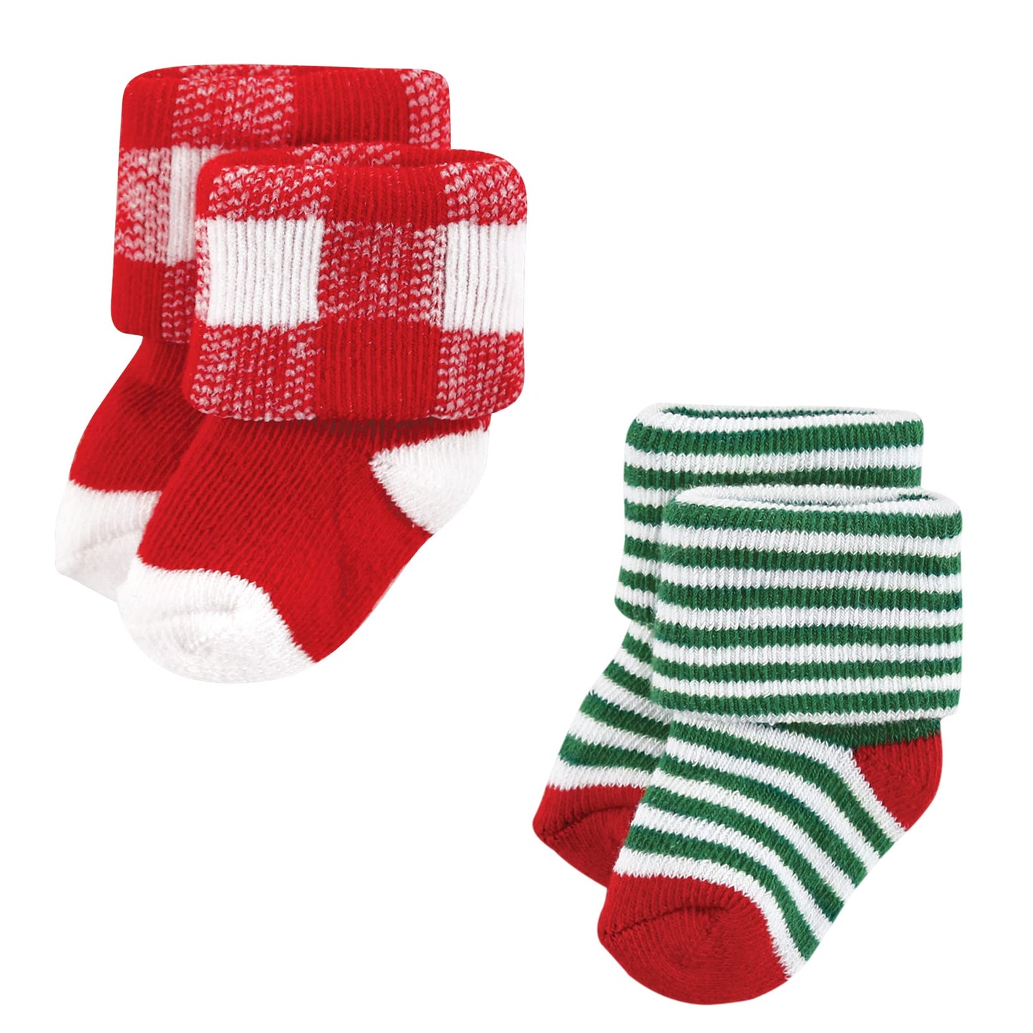 Hudson Baby Unisex Baby Cotton Rich Newborn and Terry Socks, 12 Days of Christmas Santa, 0-6 Months - Medaid International