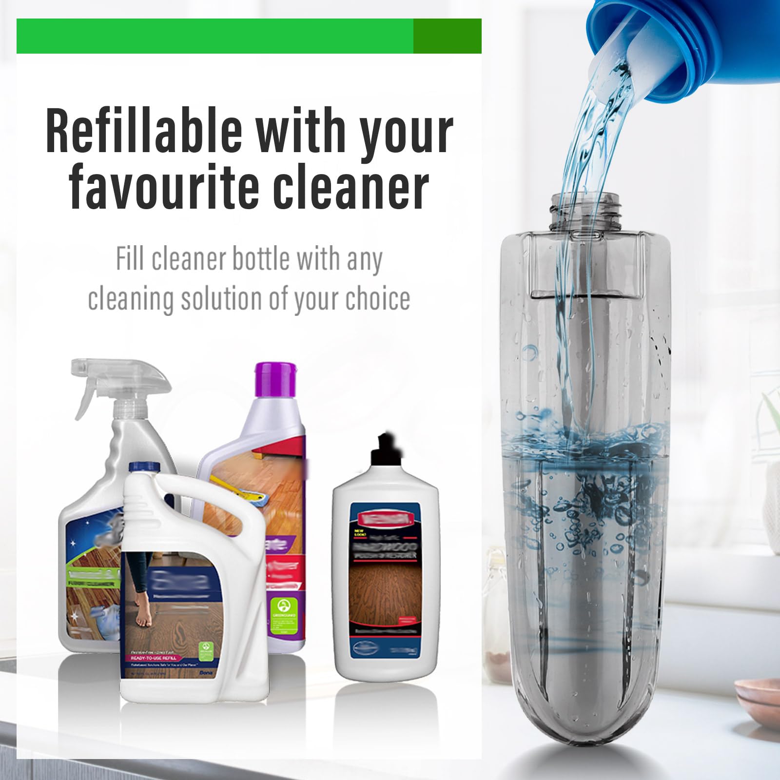 Mops for Floor Cleaning Wet Spray Mop with 14 oz Refillable Bottle and 3 Washable Microfiber Pads Home or Commercial Use Dry Wet Flat Mop for Hardwood Laminate Wood Ceramic - Medaid International