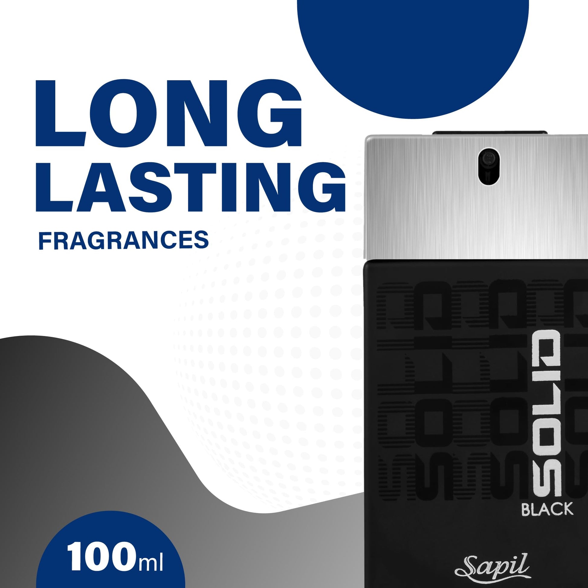 Sapil Solid Black Perfume for Men - Long-lasting Dubai Cologne, Arabic Woody Floral EDT Spray, 3.4 Oz (100 ml) - Enticing Dubai Perfume for Men, Affordable Luxury Fragrance - Medaid International