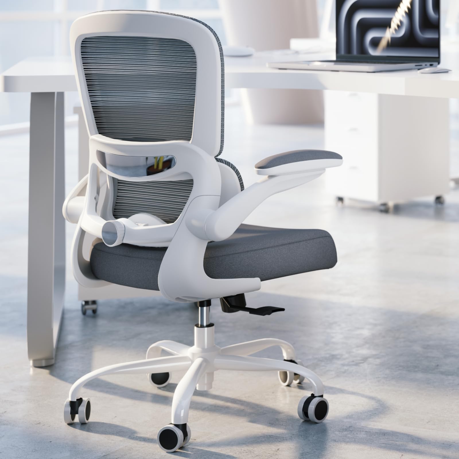 TRALT Office Chair - Ergonomic Desk Chair with Adjustable Lumbar Support, Mesh Computer Chair, Executive Chairs for Home Office Comfortable Lumbar Support (White) - Medaid International