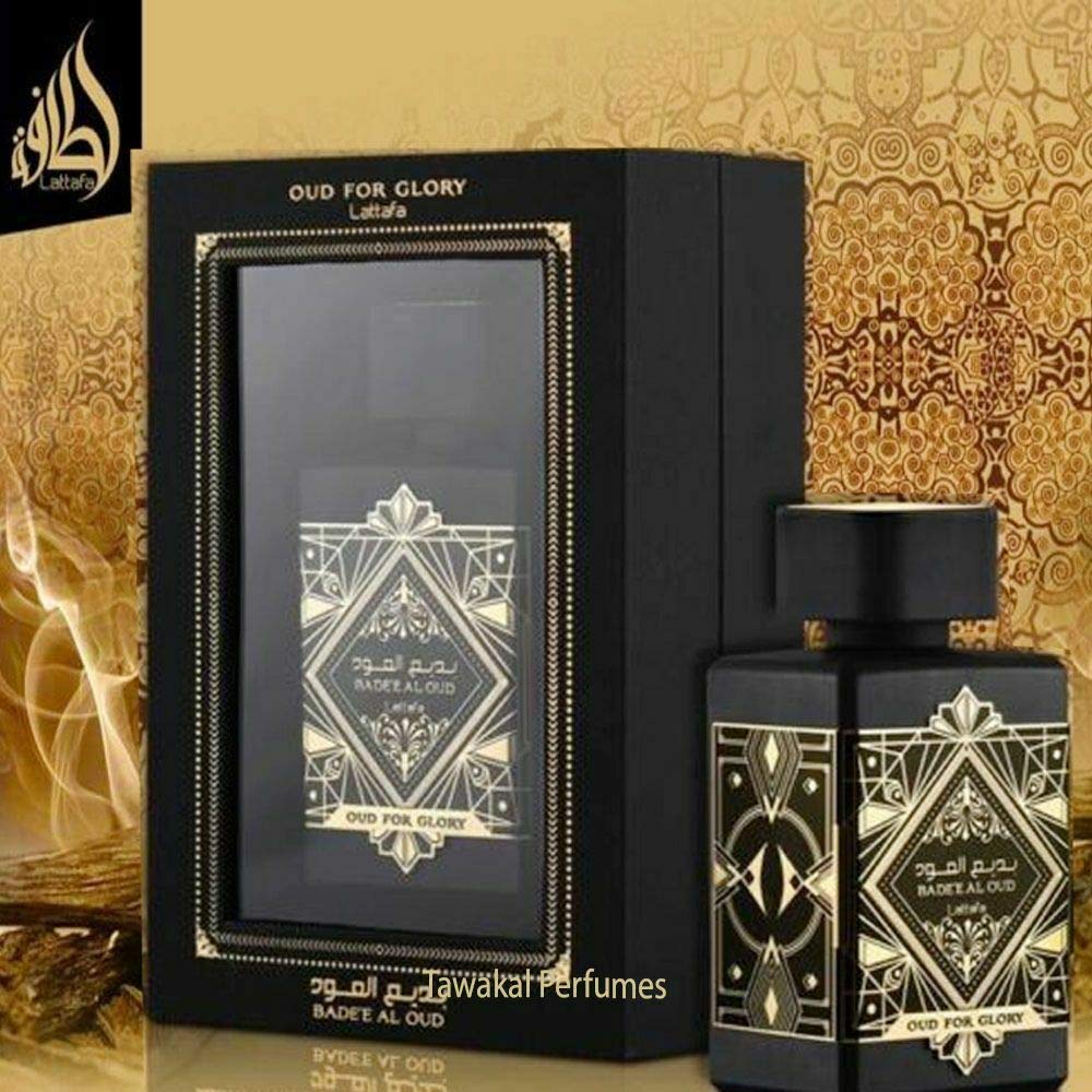 Lattafa Bade'e Al Oud Oud for Glory - Oriental Woody, Caramel, Warm Spicy - Eau de Parfum Long-Lasting Fragrance for Unisex, 3.40 Ounce / 100 ml - Medaid International
