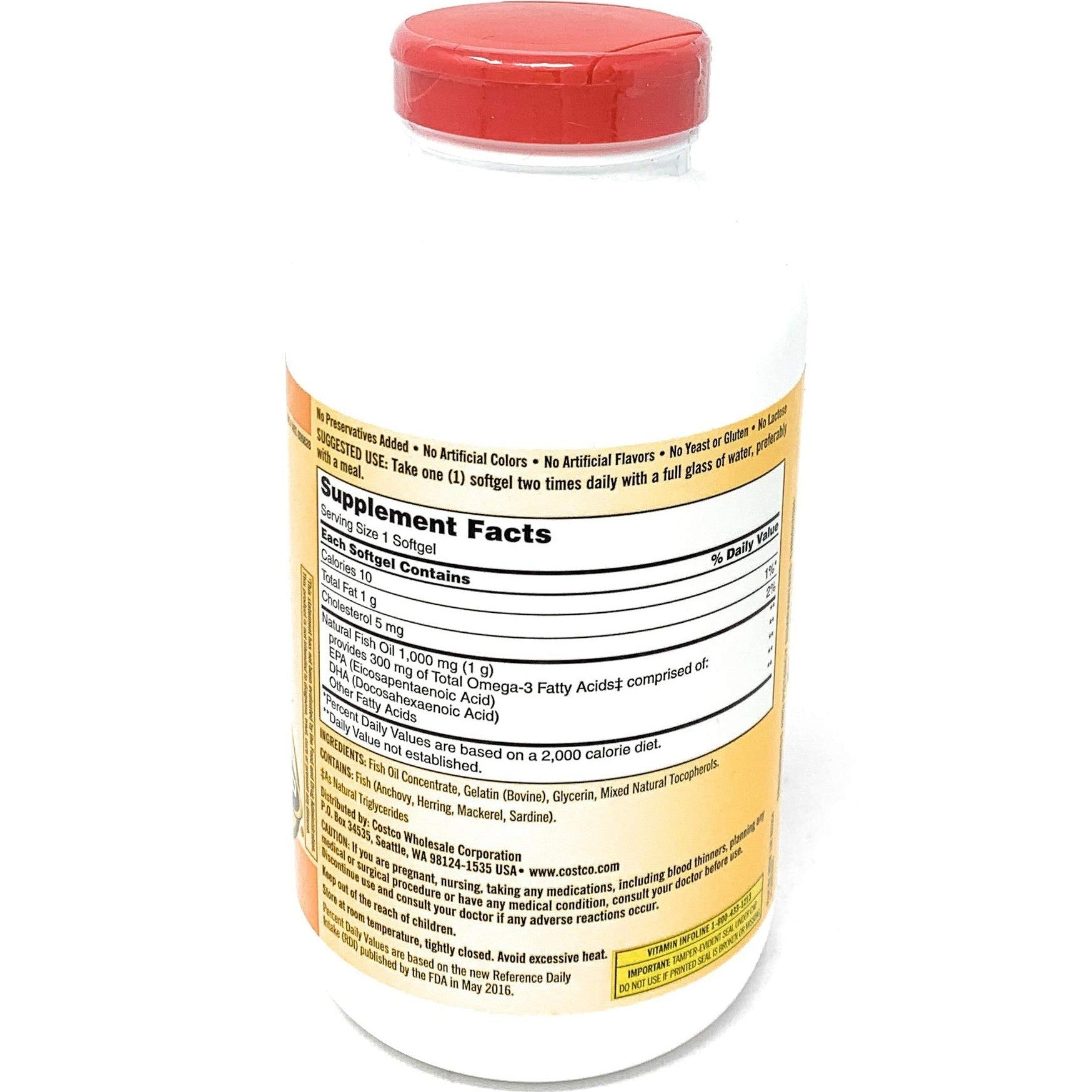 Kirkland Signature Fish Oil Concentrate with Omega-3 Fatty Acids, 800 Softgels, 1000mg - Medaid International