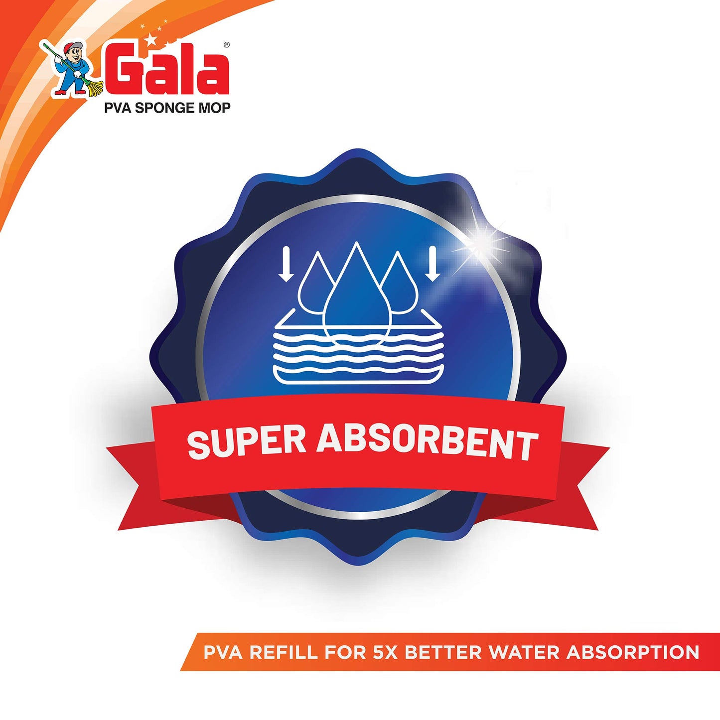 Gala PVA Sponge Mop for Floor Cleaning, Stainless Steel Butterfly mop for Cleaning Floor, Sponge Mop Stick for Bathroom Cleaning (Blue) - Medaid International