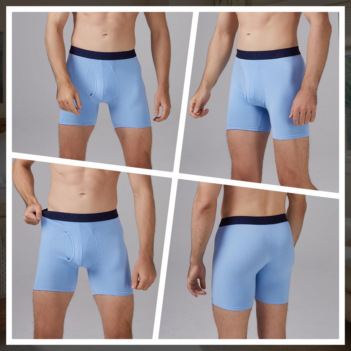 BAMBOO COOL Men's Underwear Breathable Boxer Briefs with Fly Moisture-Wicking Lightweight Underwear - Medaid International