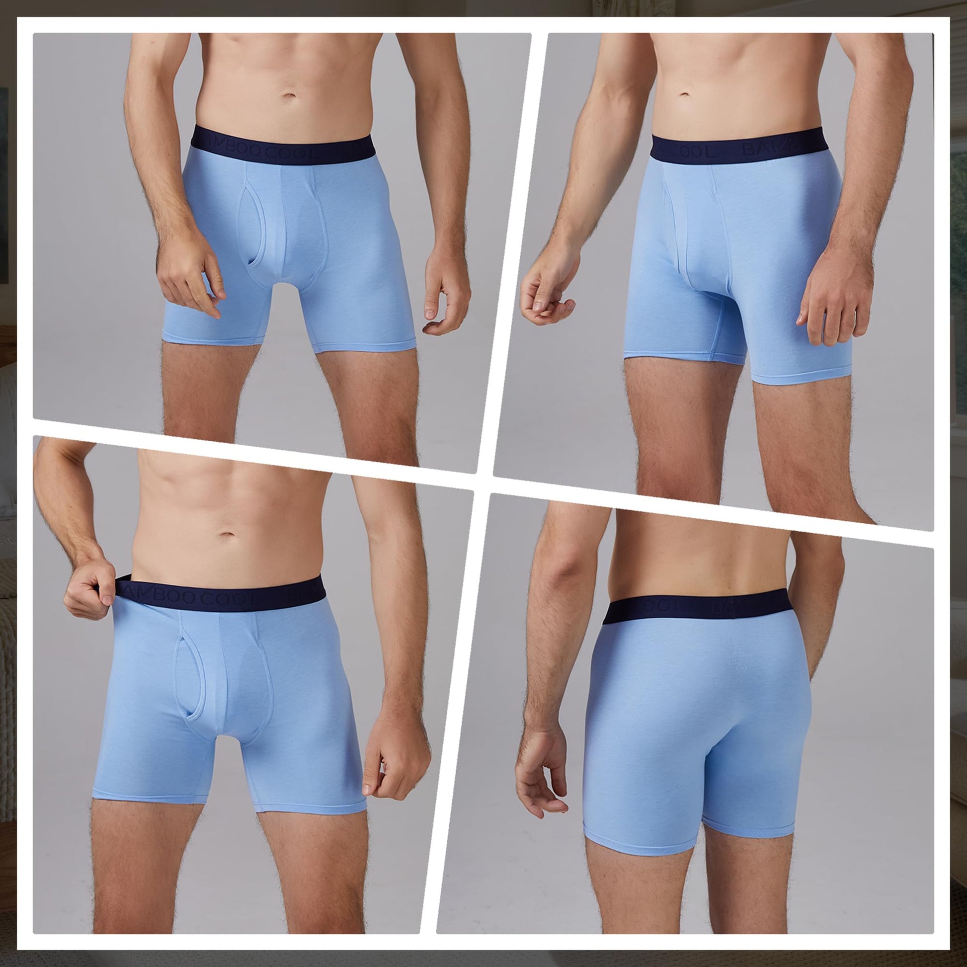 BAMBOO COOL Men's Underwear Breathable Boxer Briefs with Fly Moisture-Wicking Lightweight Underwear - Medaid International