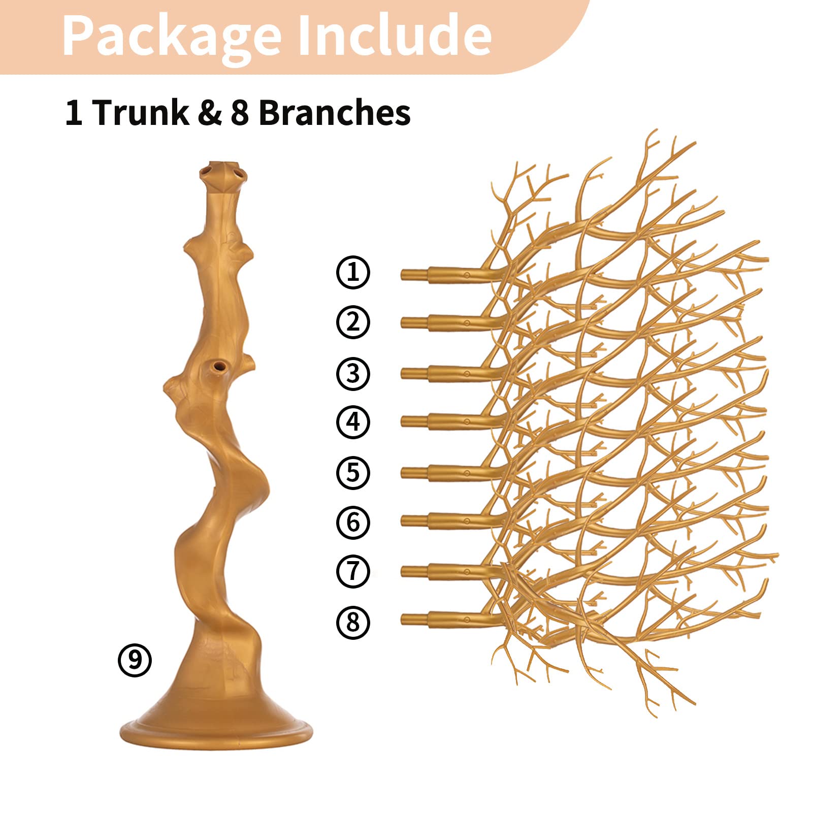 Nuptio Gold Christmas Tree Branch Artificial 22.8 inch Tall Manzanita Tree Centerpiece Wedding Centerpieces for Tables, Decorative Ornament Display Tree Branches for Decoration Weddings (1 Pc) - Medaid International