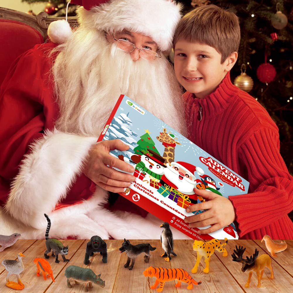 D-FantiX Kids Animals Advent Calendar 2025 Realistic Animal Figurine Toys Christmas Advent Calendar Xmas 24 Days Christmas Countdown Calender for Boys and Girls - Medaid International
