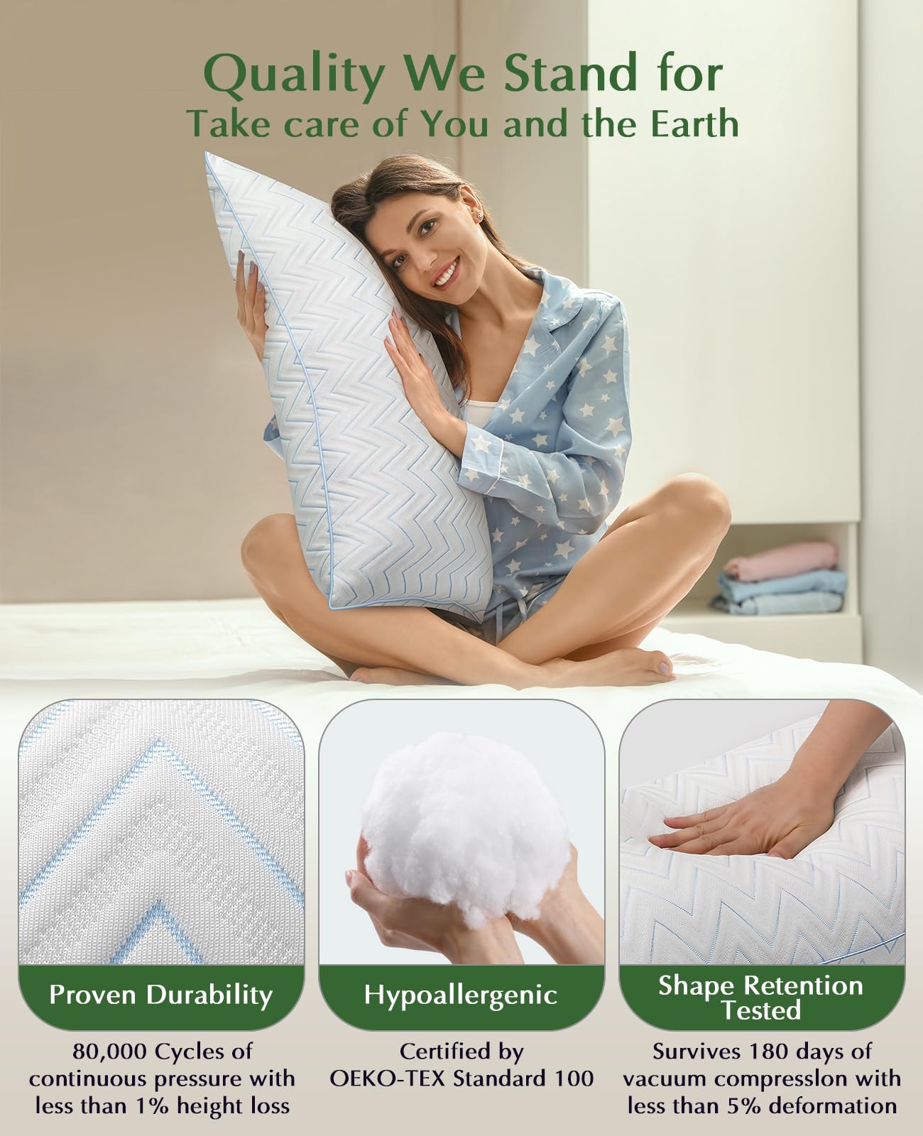 DIORIS Cooling Pillows Queen Size Set of 2 - Luxury Hotel Collection Bed Pillows for Sleeping, Breathable Medium Firm Down Alternative Microfiber Filled Pillows for Back, Stomach Sleepers - Medaid International