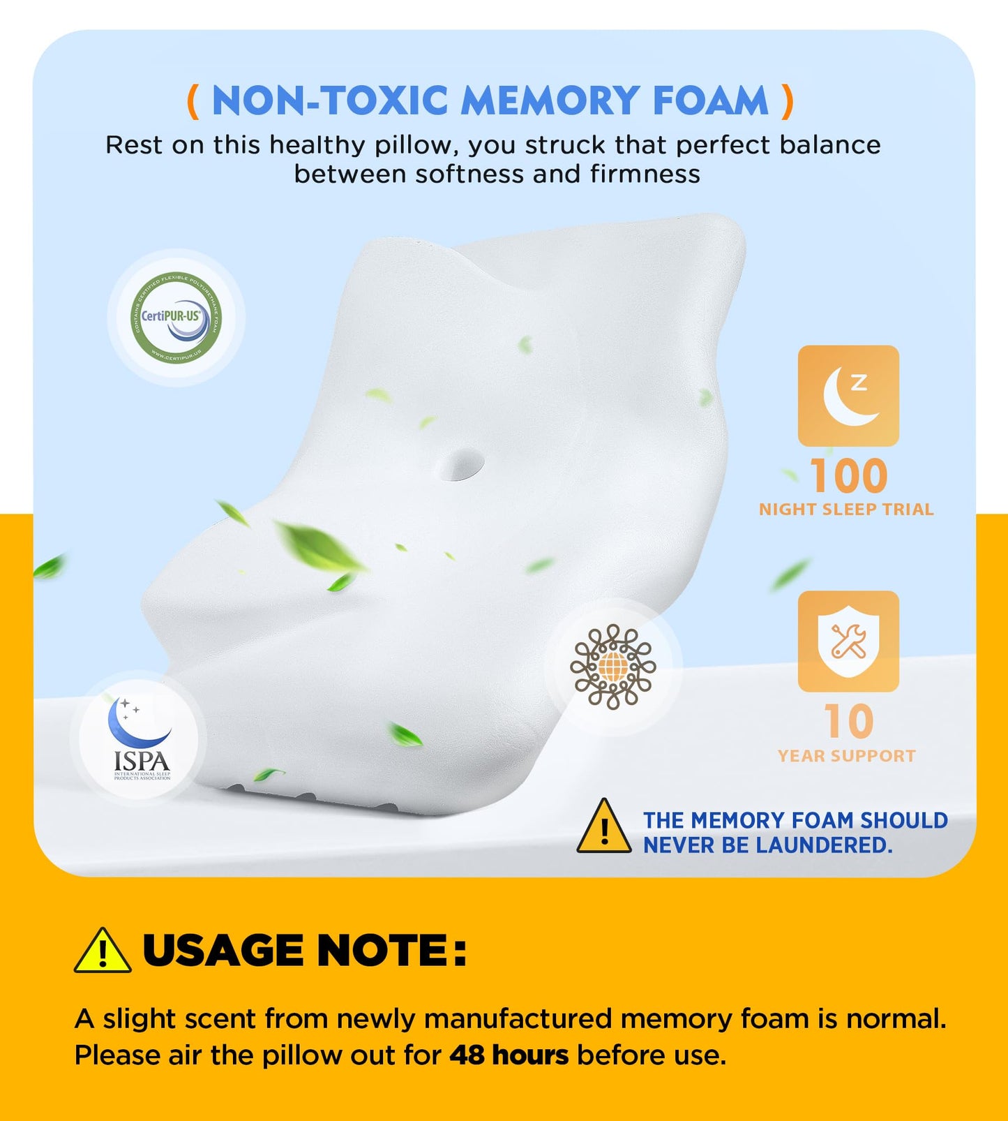 Osteo Cervical Pillow for Neck Pain Relief, Hollow Design Odorless Memory Foam Pillows with Cooling Case, Adjustable Orthopedic Bed Pillow for Sleeping, Support for Side Back Sleepers - Medaid International