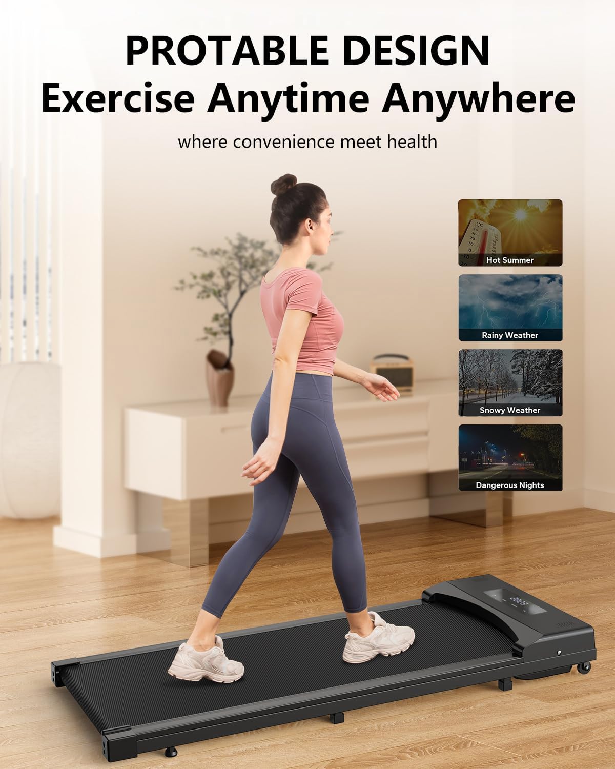 INGUNAR Treadmill For Home, 2.25 HP Protable Under Desk Treadmill Walking Pad With Remote Control, LED Display, Jogging Walking Machine For Exercise, 265lbs, Installation Free (Blackness)INGUNAR Treadmill For Home - Medaid International