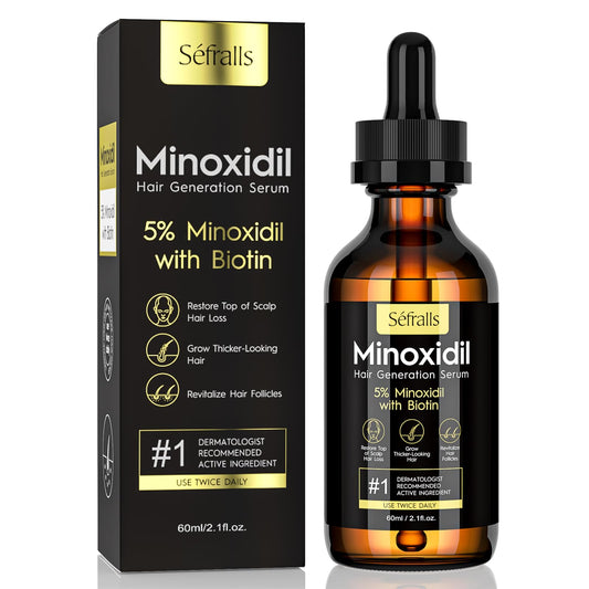 5% Minoxidil Hair Growth Serum Oil For Men and Women, Biotin Hair Serum, Safest Hair Regrowth Treatment, Prevent Scalp Hair Loss 60ml / 2.11 fl.oz - Medaid International