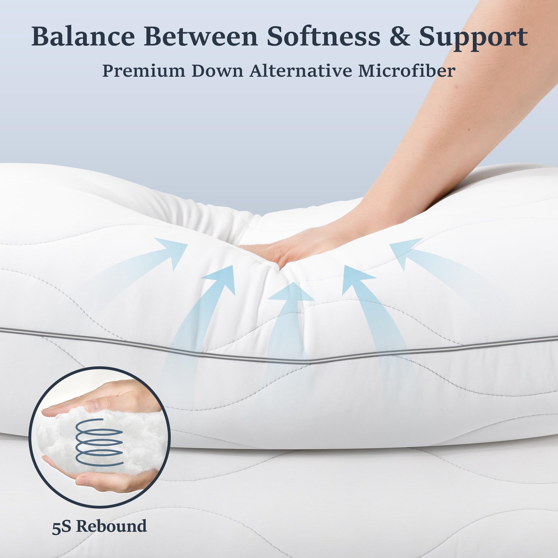 COZSINOOR Cooling Bed Pillows Queen Size Set of 2, Hotel-Quality Fluffy Microfiber Fill - Down Alternative for Side, Back & Stomach Sleepers, Breathable & Skin-Friendly - Medaid International