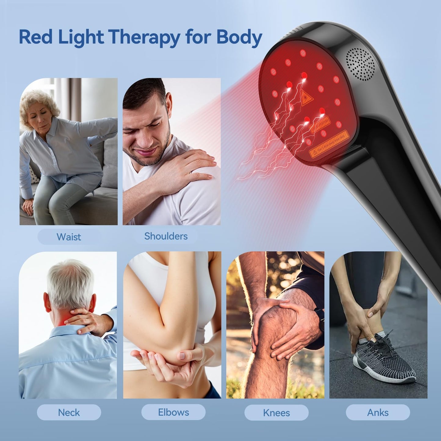 Handheld Red Light Therapy Device with Stand, Near Infrared Light Therapy Device with Pulse Mode, Cold Laser Therapy Device for Joints and Muscle Pain (4 * 808nm + 14 * 650nm） - Medaid International