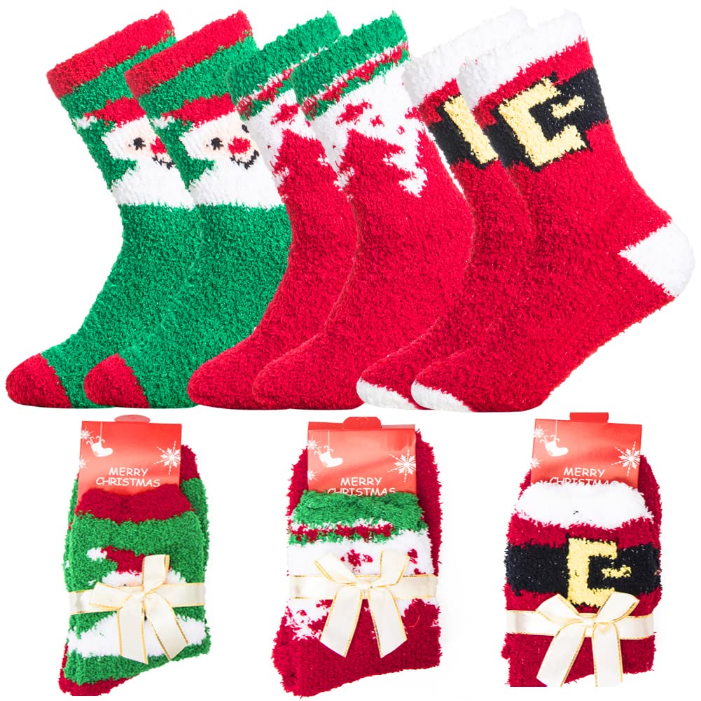 Yoicy Women Christmas Fuzzy Fluffy Socks - Cozy Warm Slipper Bed Socks For Xmas Gift - Medaid International
