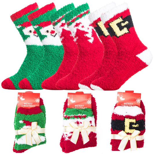 Yoicy Women Christmas Fuzzy Fluffy Socks - Cozy Warm Slipper Bed Socks For Xmas Gift - Medaid International