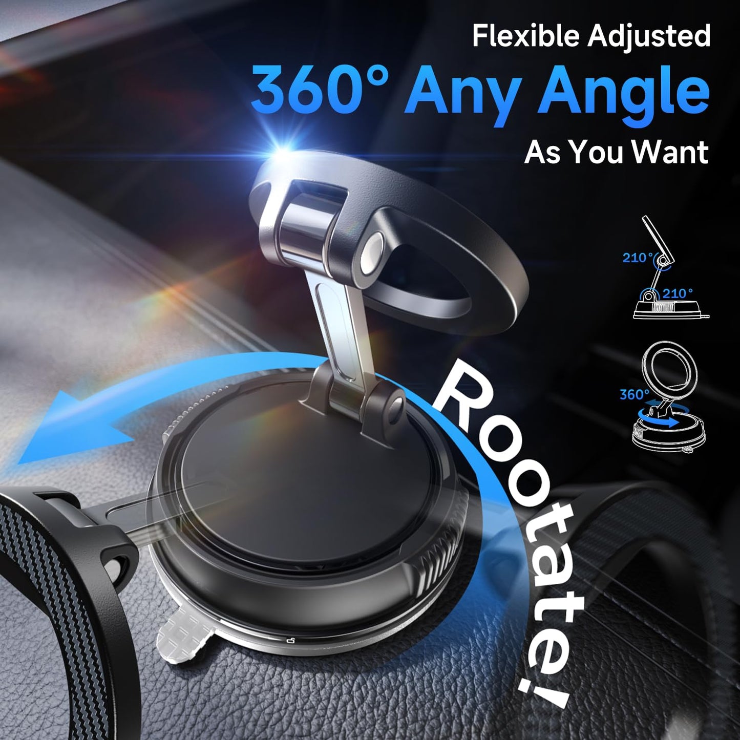 ANDERY Car Phone Holder for Magsafe [78+LBS Strongest Suction & 2400gf Magnetic] 360° Adjustable Car Phone Mount, Phone Holders for Your Car for iPhone 17 Pro Max 16 15 14 13 12 Air Plus, Carbon Fiber - Medaid International