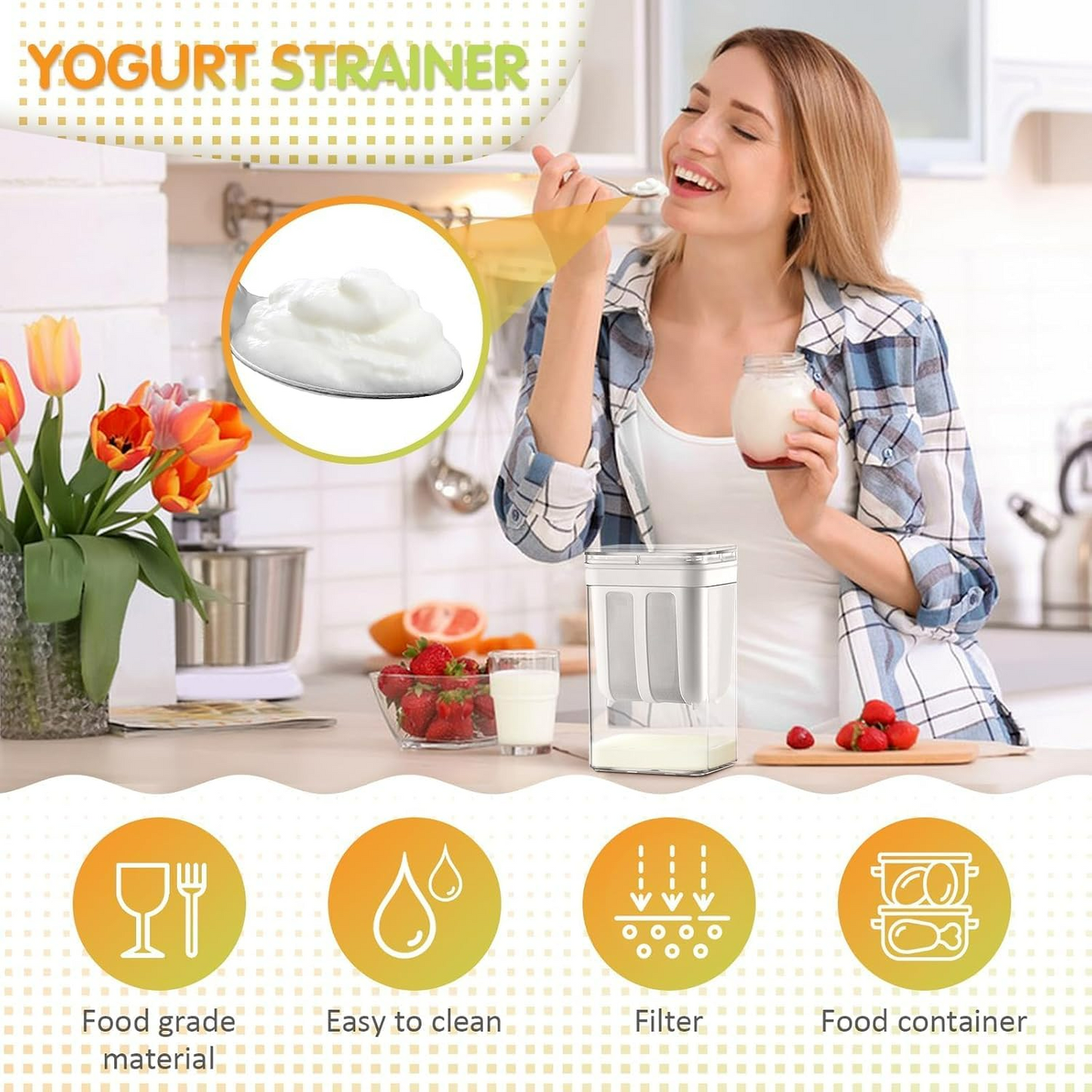 Greek Yogurt Strainer 1100ml ‚Äì Multi-Purpose Yogurt Maker - Medaid International