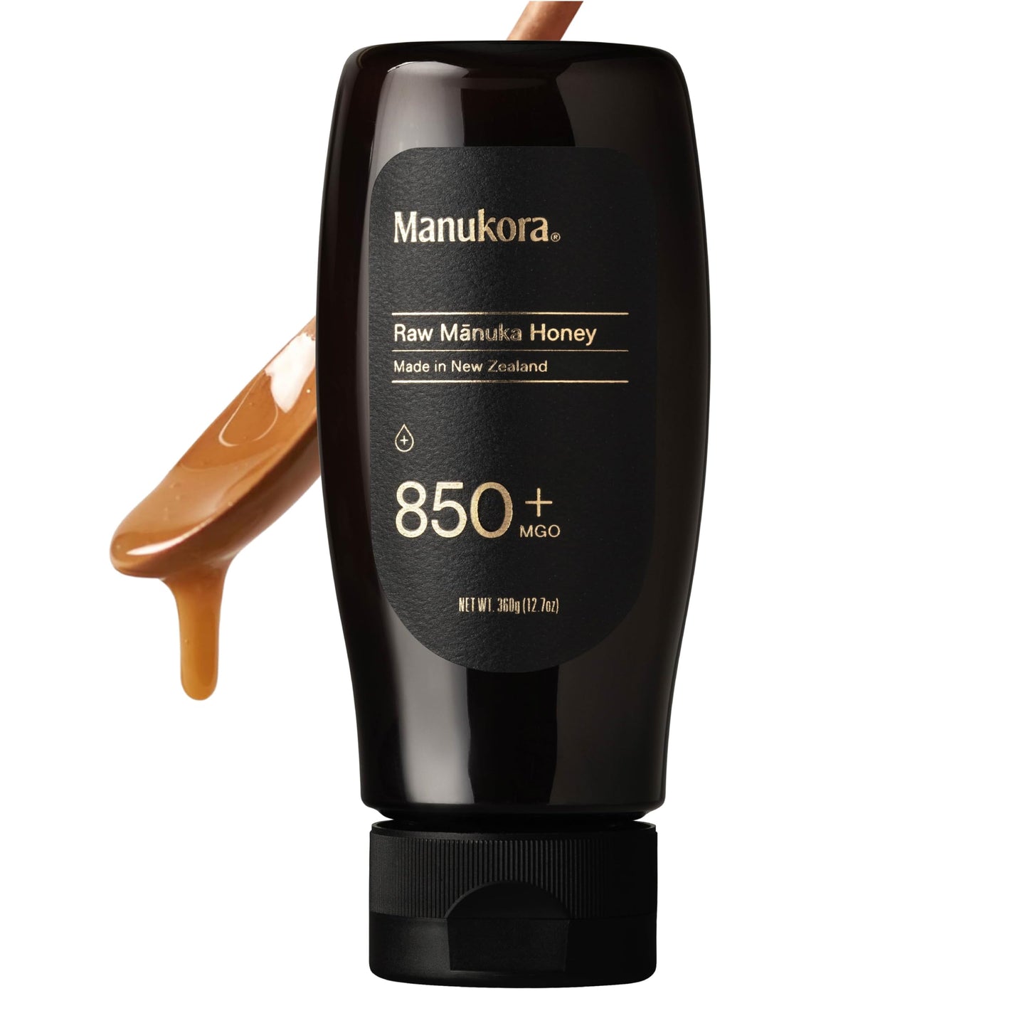 Manukora Raw Manuka New Zealand Honey MGO 850+, Non-GMO, 3rd-Party Tested, Glyphosate Residue Free Certified, 2000+ Natural Compounds, Traceable Hive-to-Hand, Digestive & Immune Support – 360g, Squeezy Bottle - Medaid International
