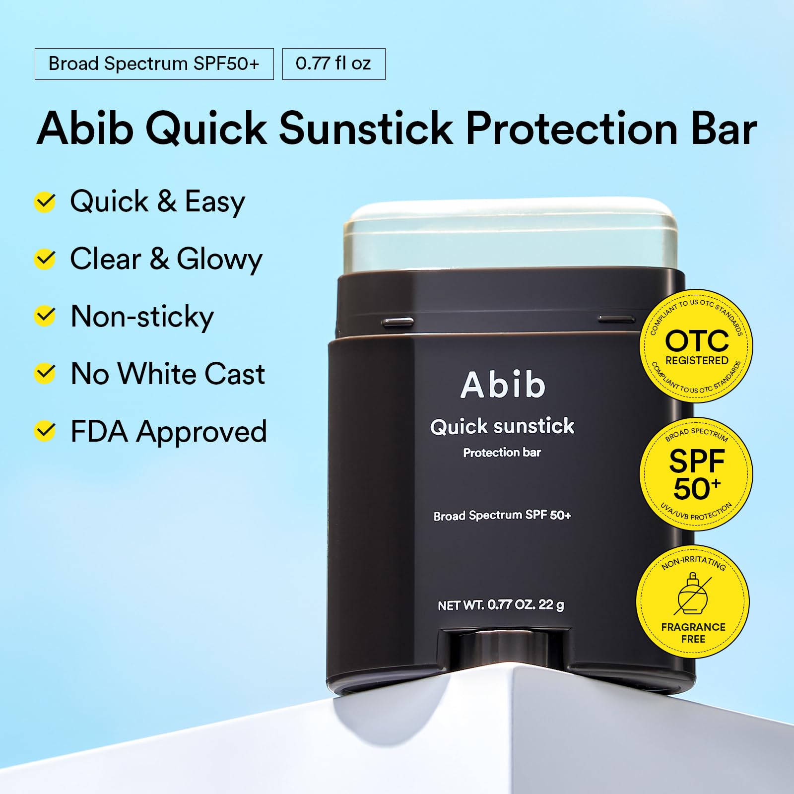 Abib Airy & Quick Sunstick DUO Broad Spectrum SPF50+ 1.58 oz / 45g (Semi-matte & Glowing) | Korean Suncreen Stick Suncare Sunblock, No Whitecast, Protector Solar Barra, Water resistant - Medaid International