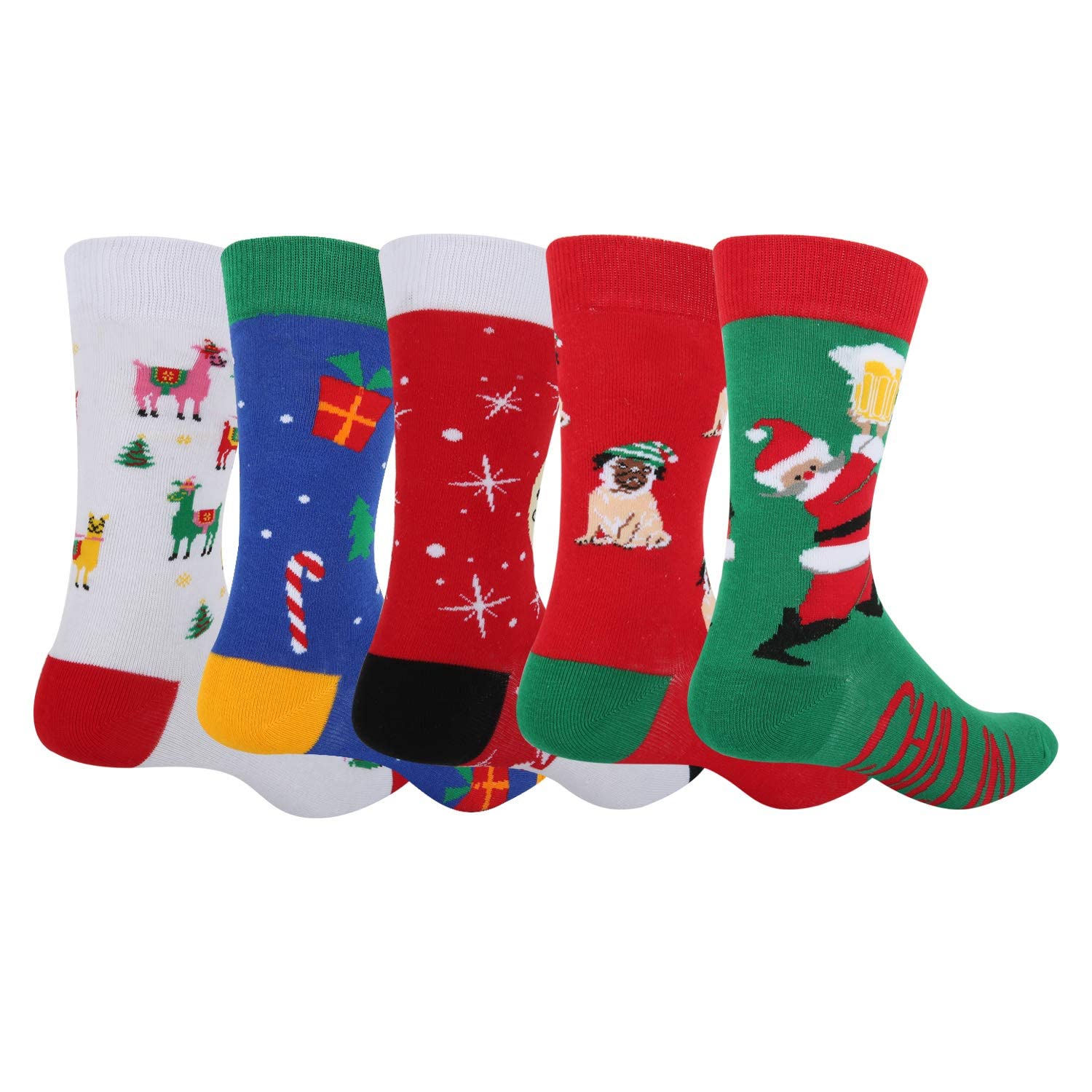 Benefeet Sox Mens Funny Christmas Socks Cool Crazy Colorful Patterned Holiday Dress Socks Boys Novelty Funky Graphic Design Cotton Casual Sock Christmas Gifts 5 Pair - Medaid International