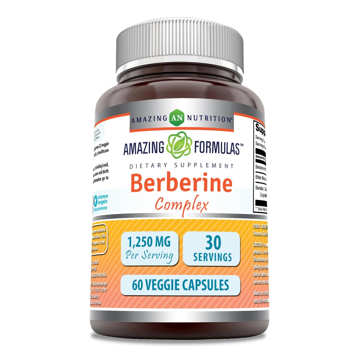 Amazing Formulas Berberine with Bitter Melon & Banaba Extract Complex | 1250 Mg Per Serving | Veggie Capsules | Non-GMO | Gluten-Free | Made in USA (60 Count | 1 Pack) - Medaid International