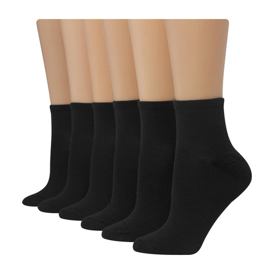 Hanes womens 6-pair Comfort Fit Ankle athletic socks, Black, 5-9 US - Medaid International