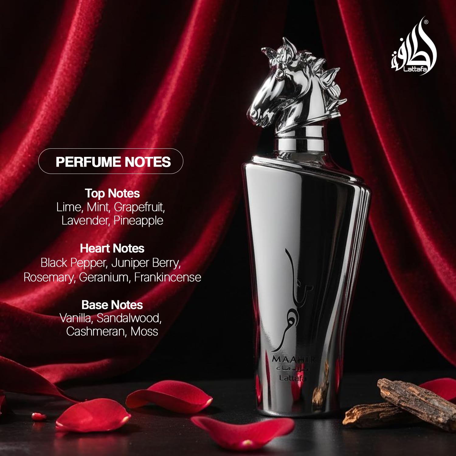 Lattafa Maahir Legacy - Aromatic Spicy, Citrus, Amber Wood - Eau de Parfum Long-Lasting Fragrance for Men, 3.40 Ounce / 100 ml - Medaid International