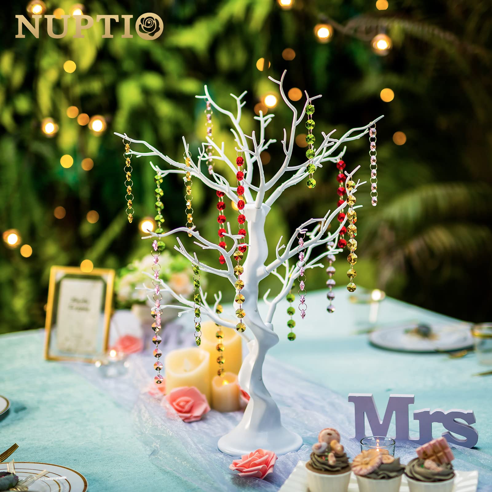 Nuptio White Christmas Tree Branch Artificial 22.8 inch Tall Manzanita Tree Centerpiece Wedding Centerpieces for Tables, Decorative Ornament Display Tree Branches for Decoration Weddings (1 Pc) - Medaid International