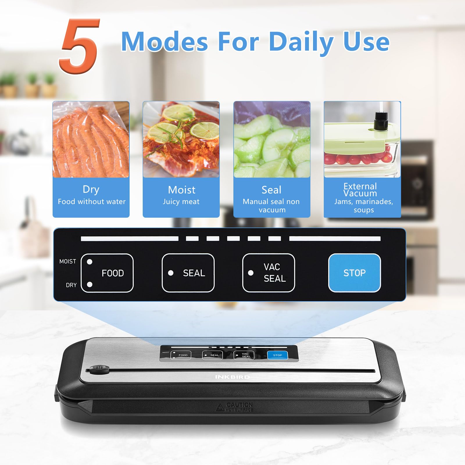 Inkbird Vacuum Sealer Machine with Starter Kit, Automatic PowerVac Air Sealing Machine for Food Preservation, Dry & Moist Sealing Modes,Built-in Cutter,Easy Cleaning Storage - Medaid International