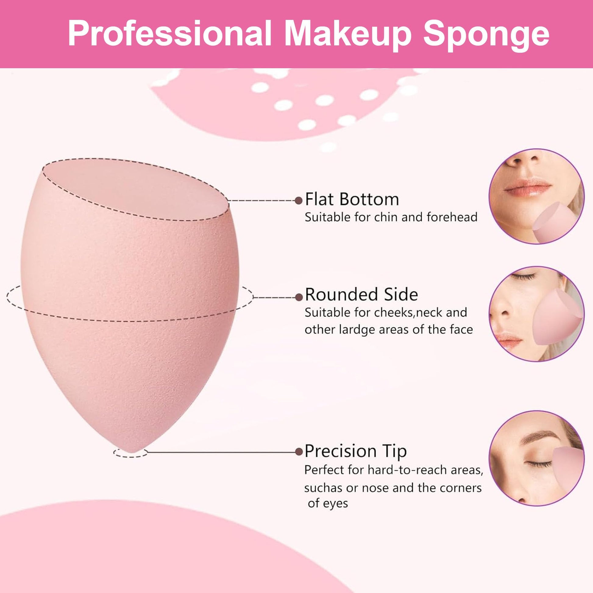 4PCS Makeup Sponge Set with Storage Box, Beauty Blender Sponges for Liquid Cream and Powder, Dry and Wet Use Foundation Blending Applicators for Flawless Makeup Application Pink - Medaid International