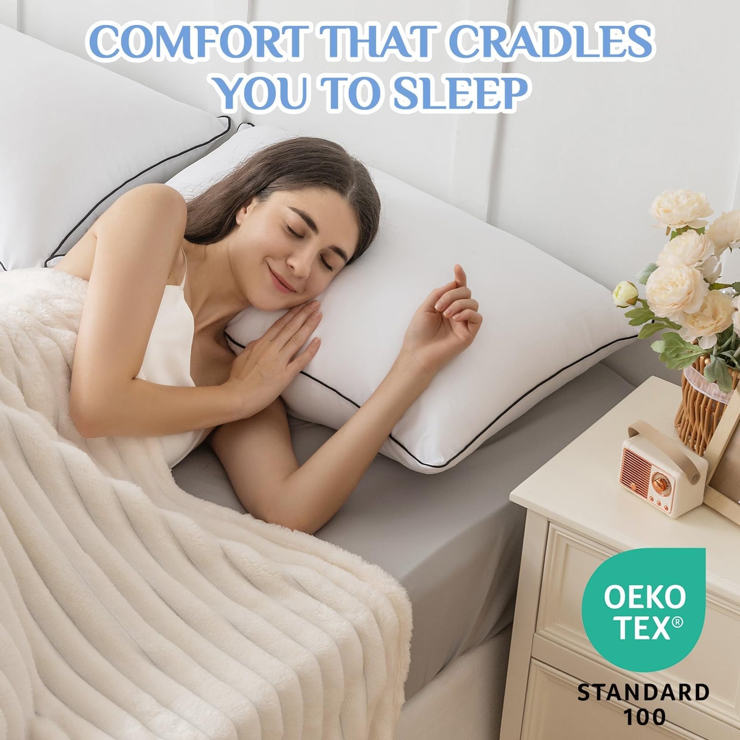 JOLLYVOGUE Queen Size Bed Pillow 1-Pack?Single Pillow for Sleeping, Breathable and Supportive with Down Alternative Fill, Hotel Collection Pillow for Side, Back, and Stomach Sleepers - Medaid International