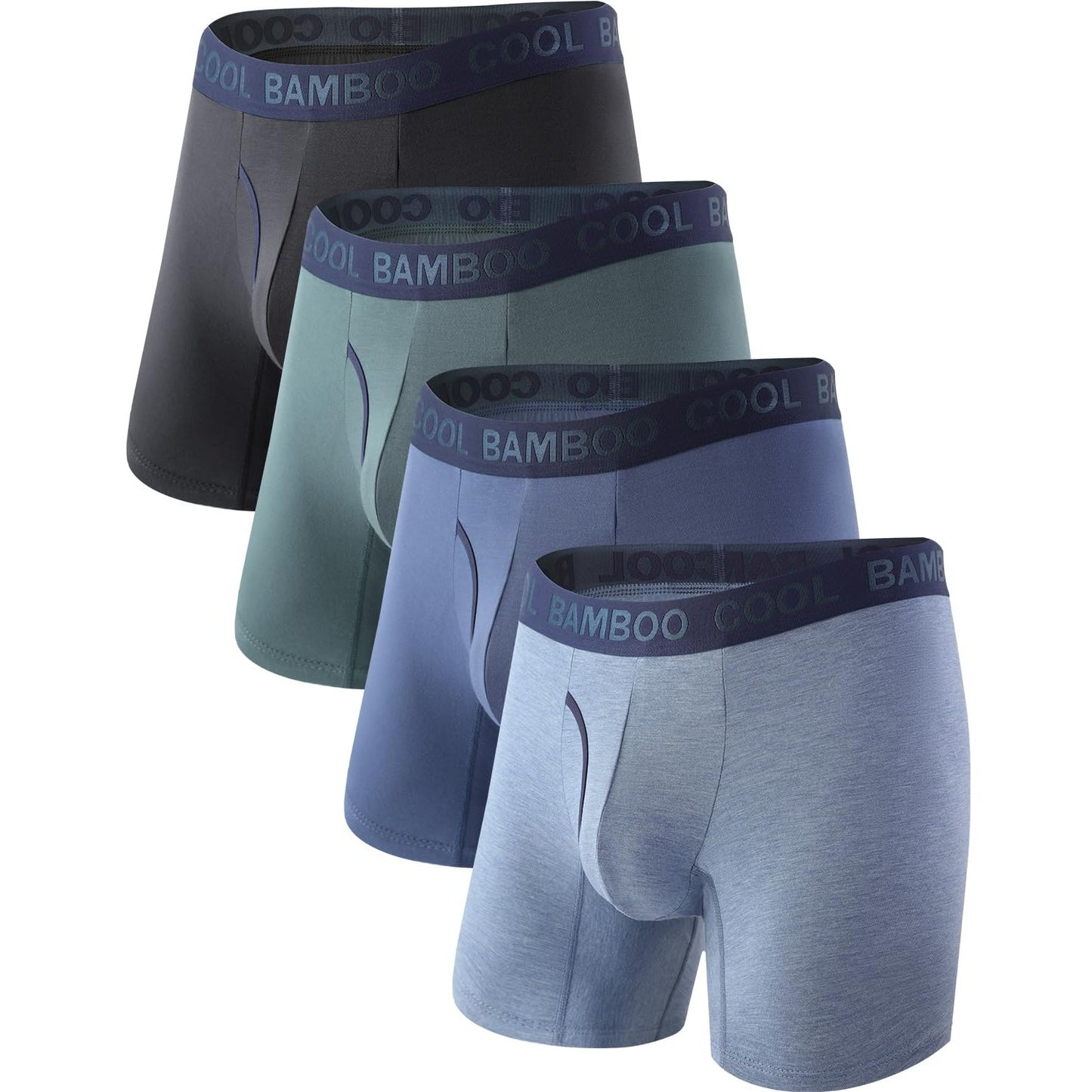 BAMBOO COOL Men's Underwear Boxer Briefs,Regular Leg,Breathable Soft Moisture-Wicking with Fly Underwear For men 4 Pack - Medaid International