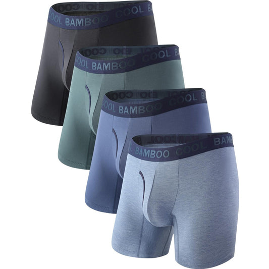 BAMBOO COOL Men's Underwear Boxer Briefs,Regular Leg,Breathable Soft Moisture-Wicking with Fly Underwear For men 4 Pack - Medaid International