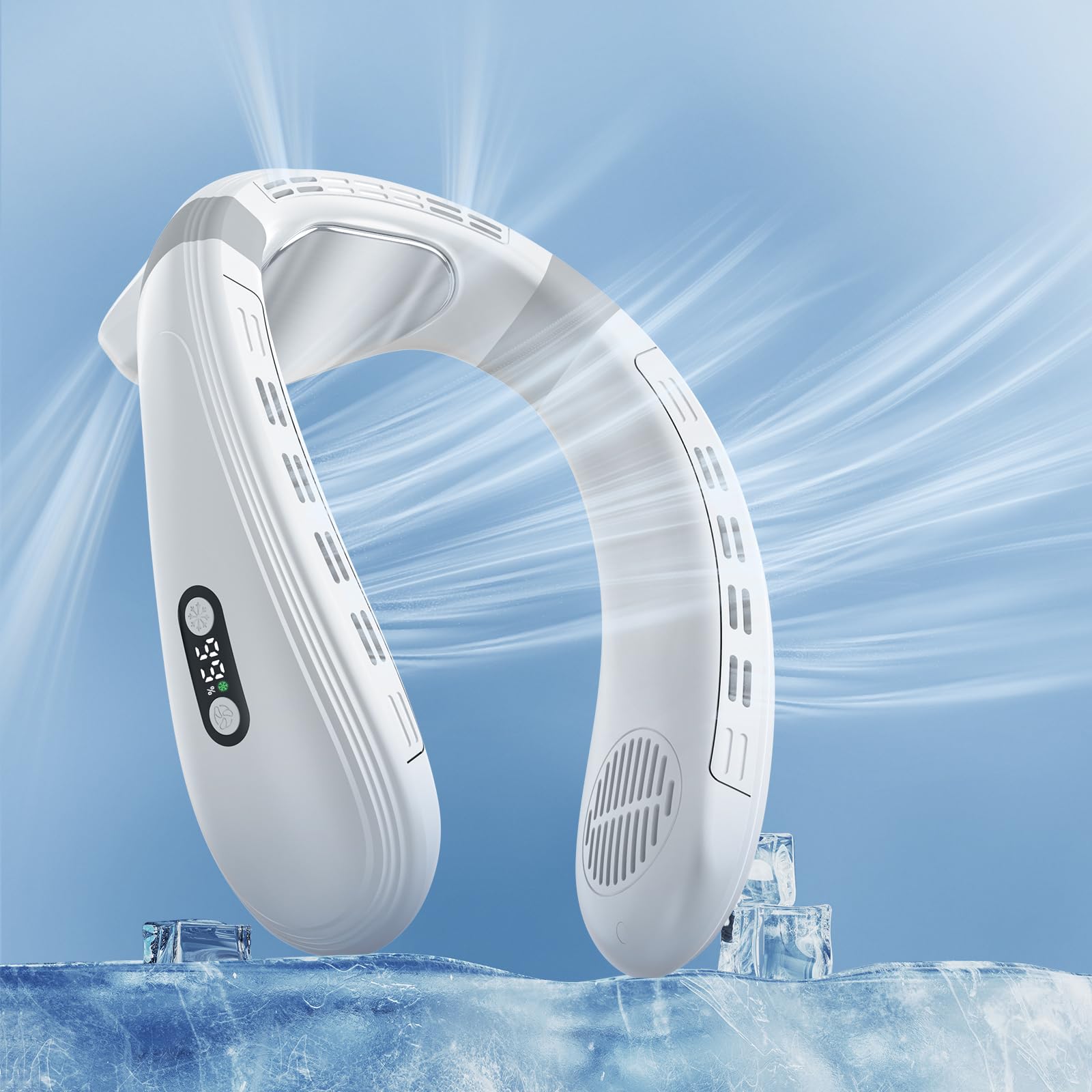 Agihoss Neck Air Conditioner Fans That Blow Cold Air Cooling Device Wearable Fan, 5200mAh Battery Operated Rechargeable Personal Fan, 3+3 Speeds Perfect for Women Men - Medaid International